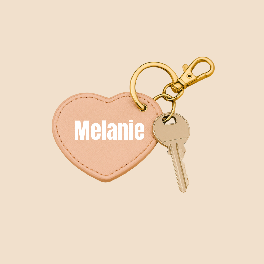 Sleutelhanger hart roze met naam