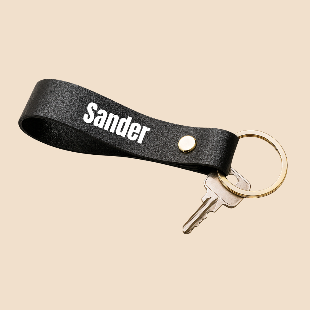 Sleutelhanger zwart met naam
