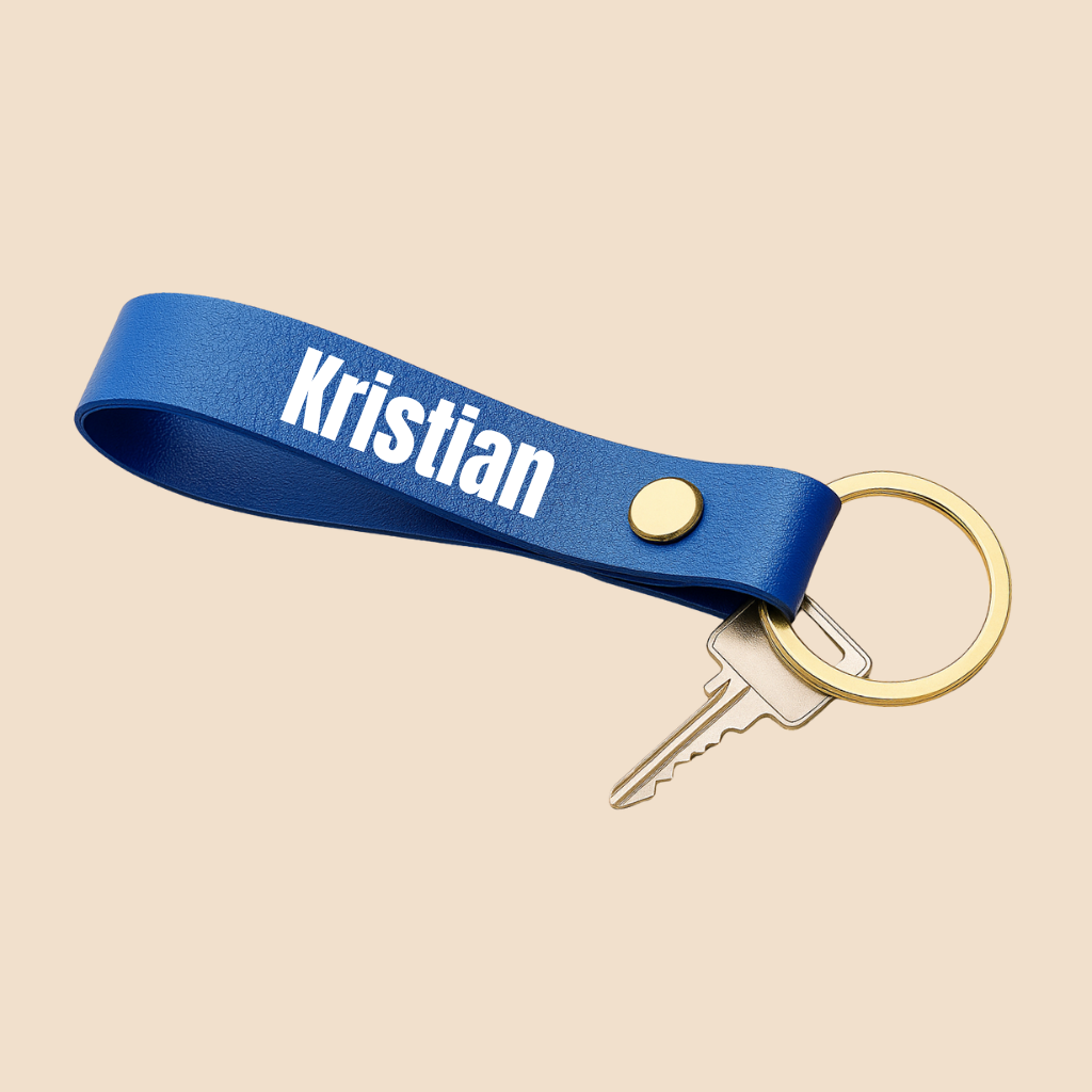 Sleutelhanger blauw met naam
