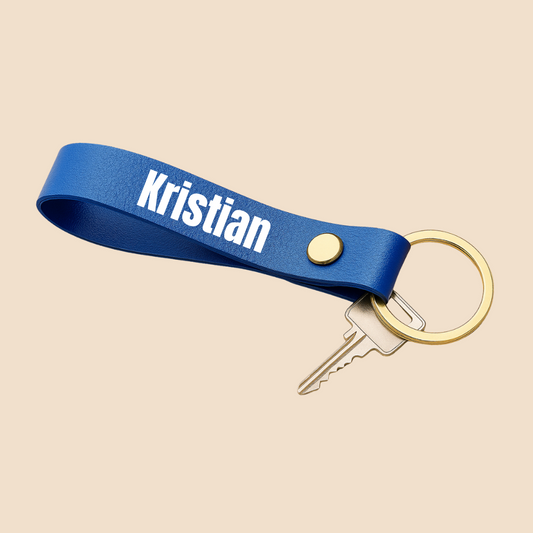 Sleutelhanger blauw met naam
